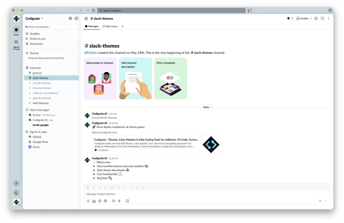 Everest theme for Slack, a screenshot