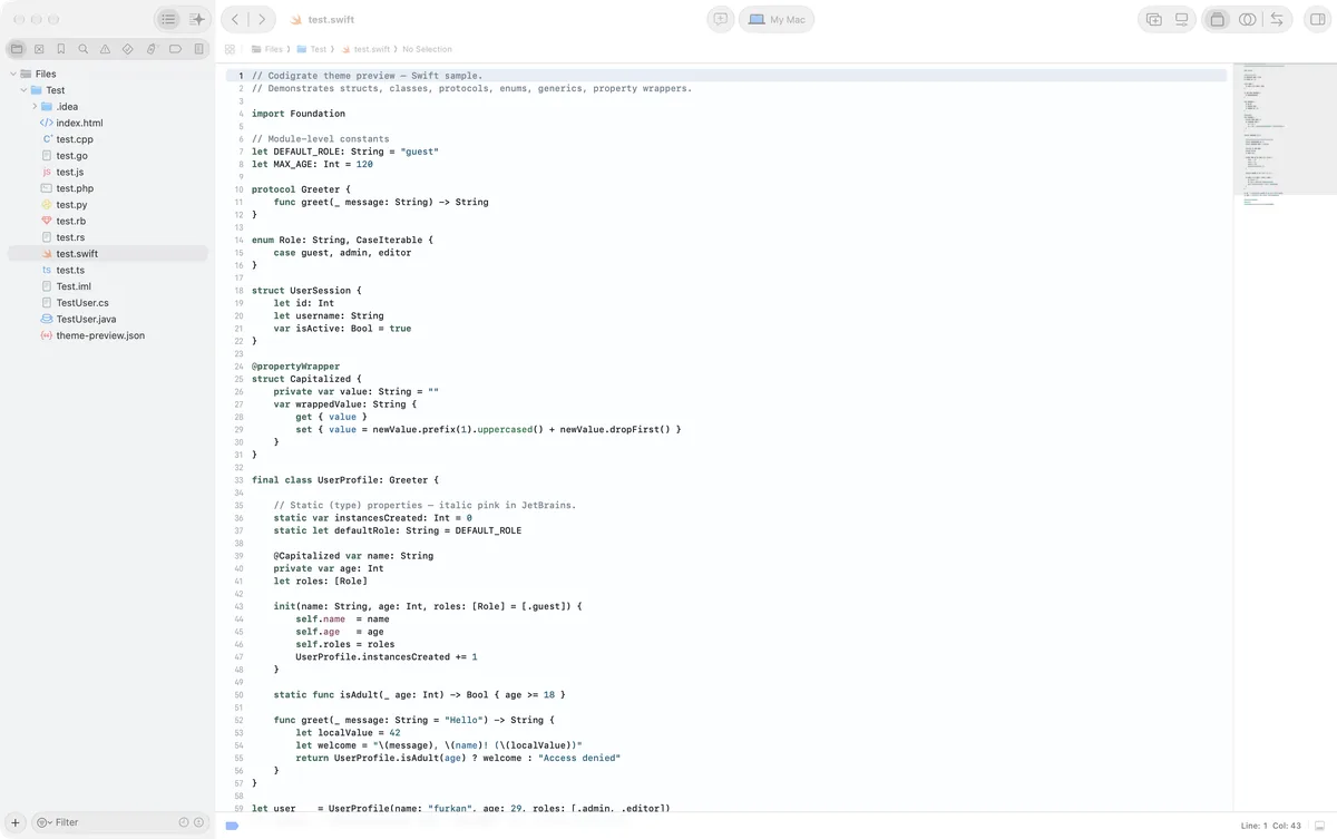 Everest theme for Xcode, a screenshot