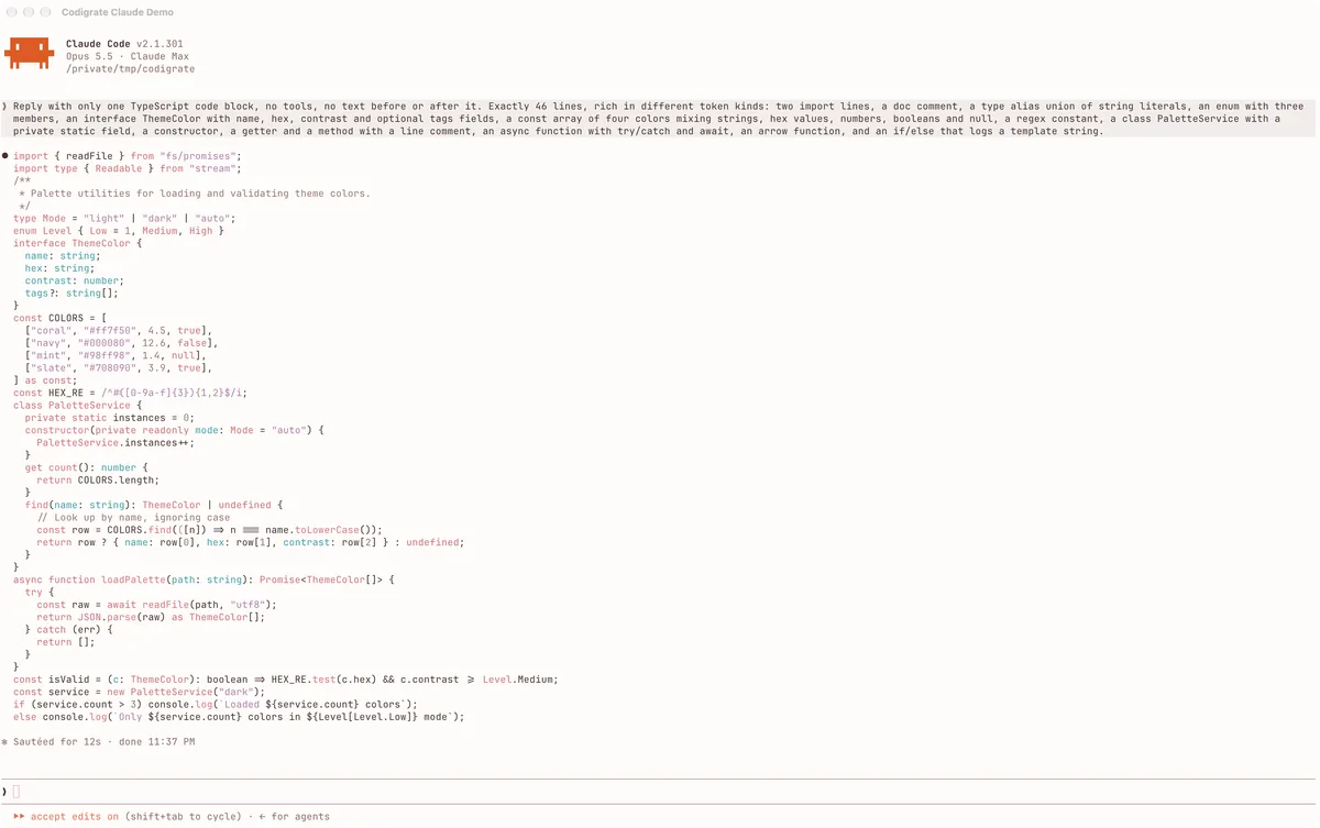 Fuji theme for Claude Code, a screenshot