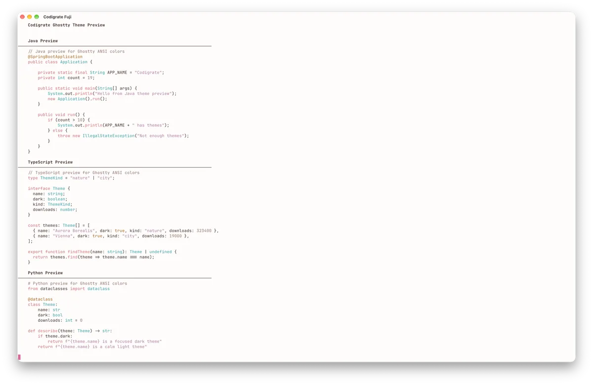 Fuji theme in Ghostty