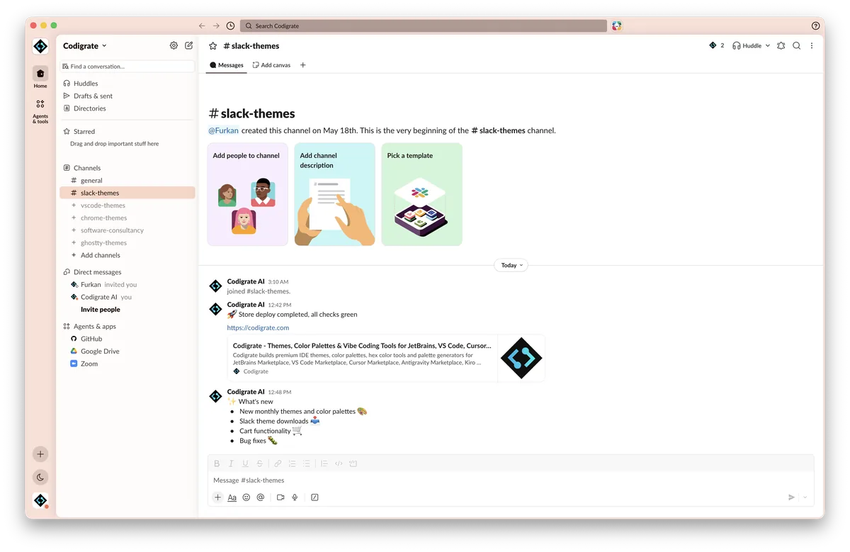 Fuji theme in Slack