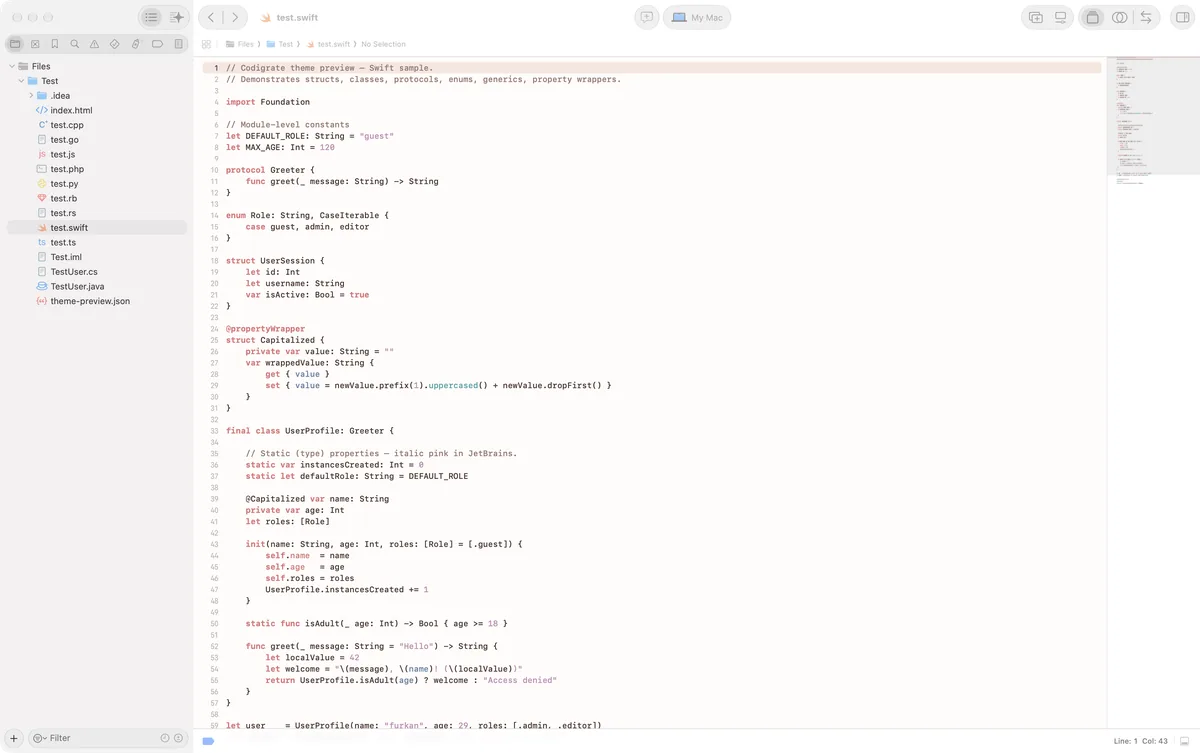 Fuji theme for Xcode, a screenshot