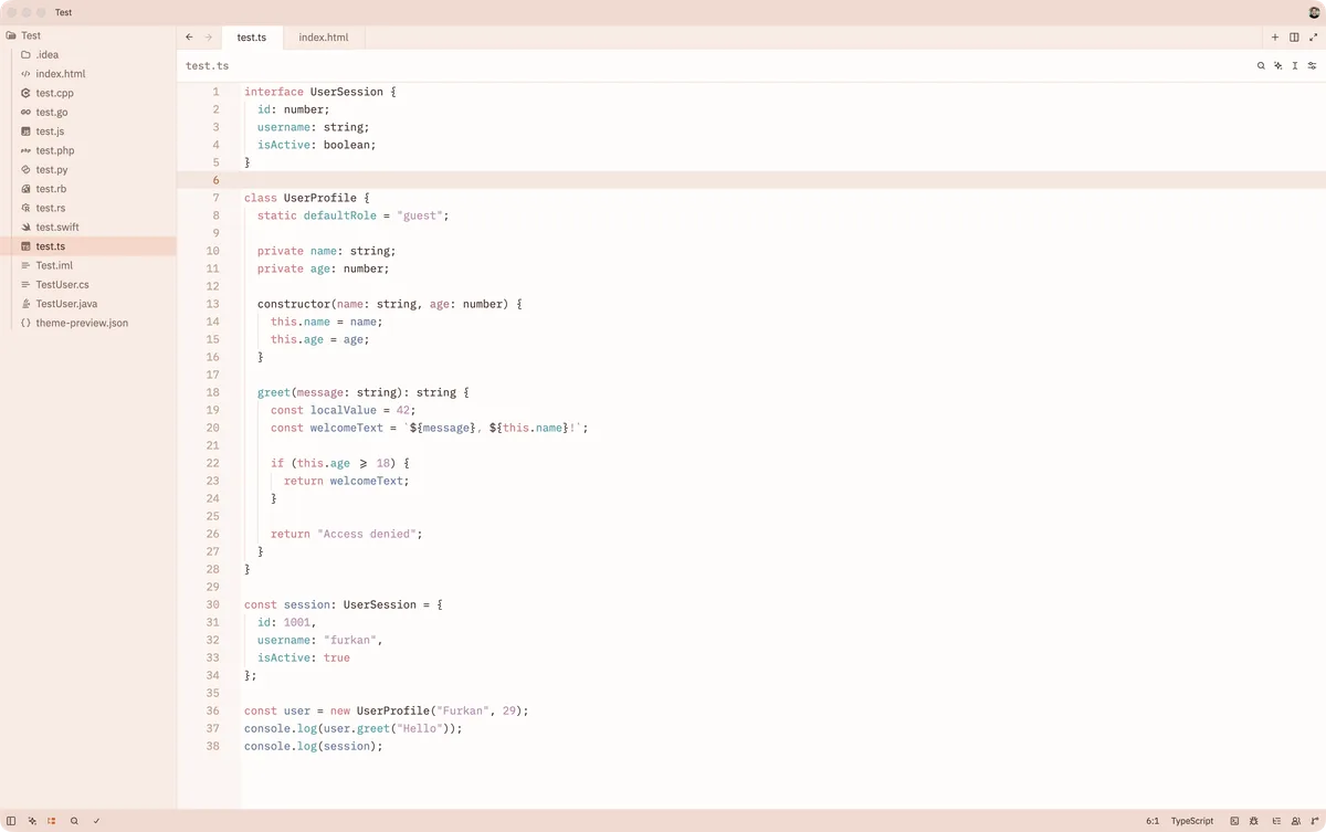 Fuji theme for Zed, a screenshot