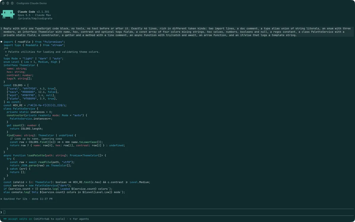 Ocean theme for Claude Code, a screenshot