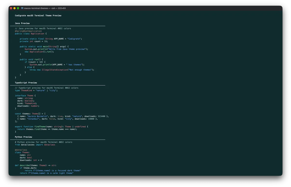 Ocean theme for MacOS Terminal, a screenshot