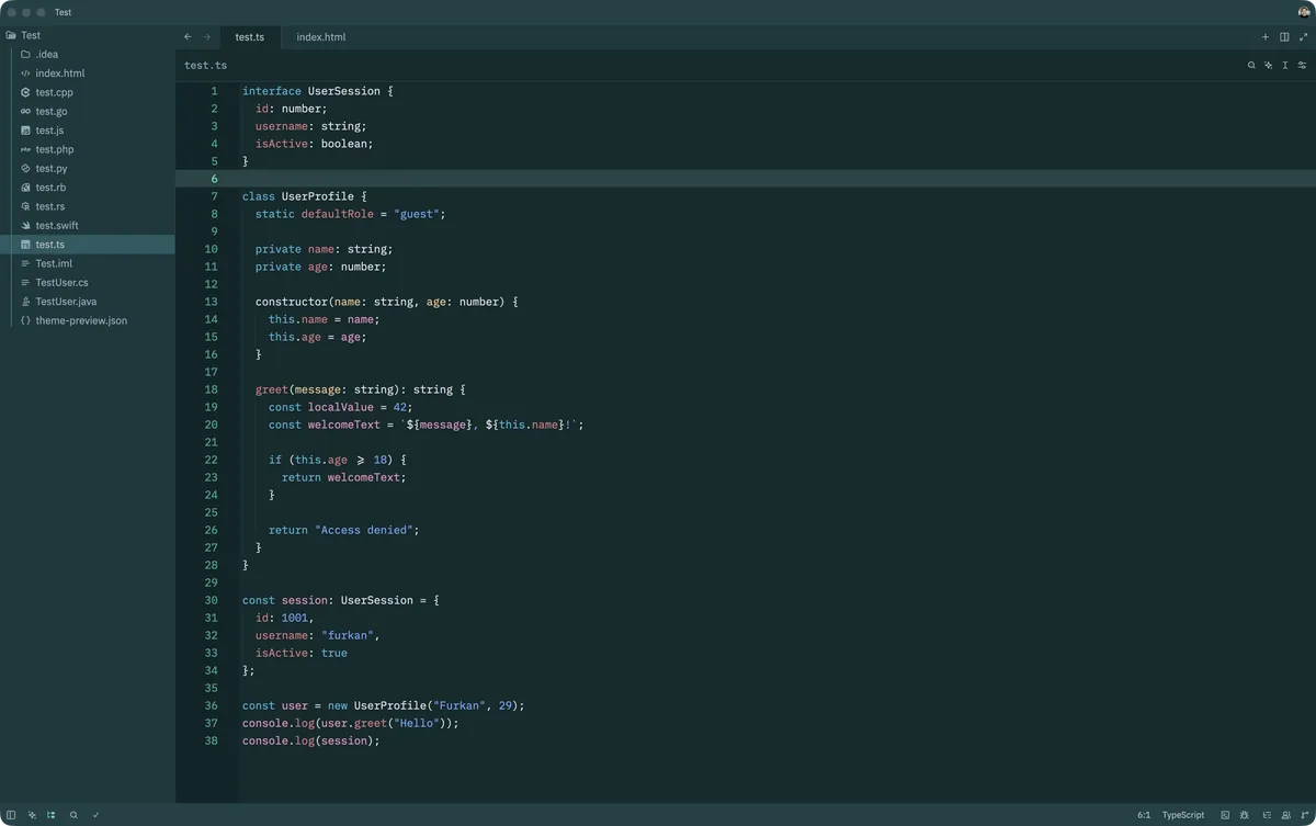 Ocean theme for Zed, a screenshot