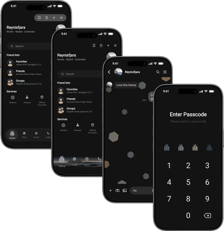 Reynisfjara theme for Line, a screenshot