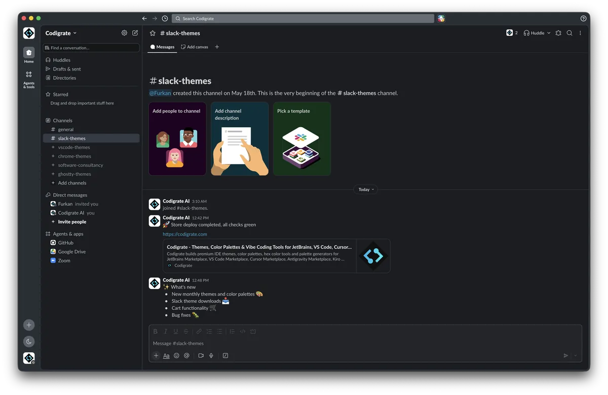 Reynisfjara theme in Slack