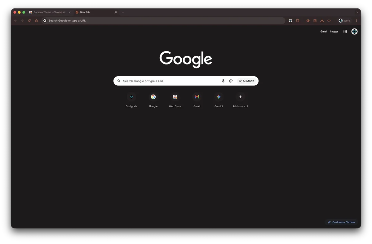 Roraima theme for Chrome, a screenshot