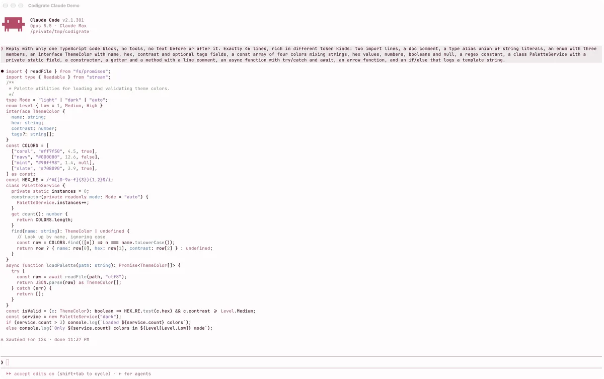 Sakura theme for Claude Code, a screenshot