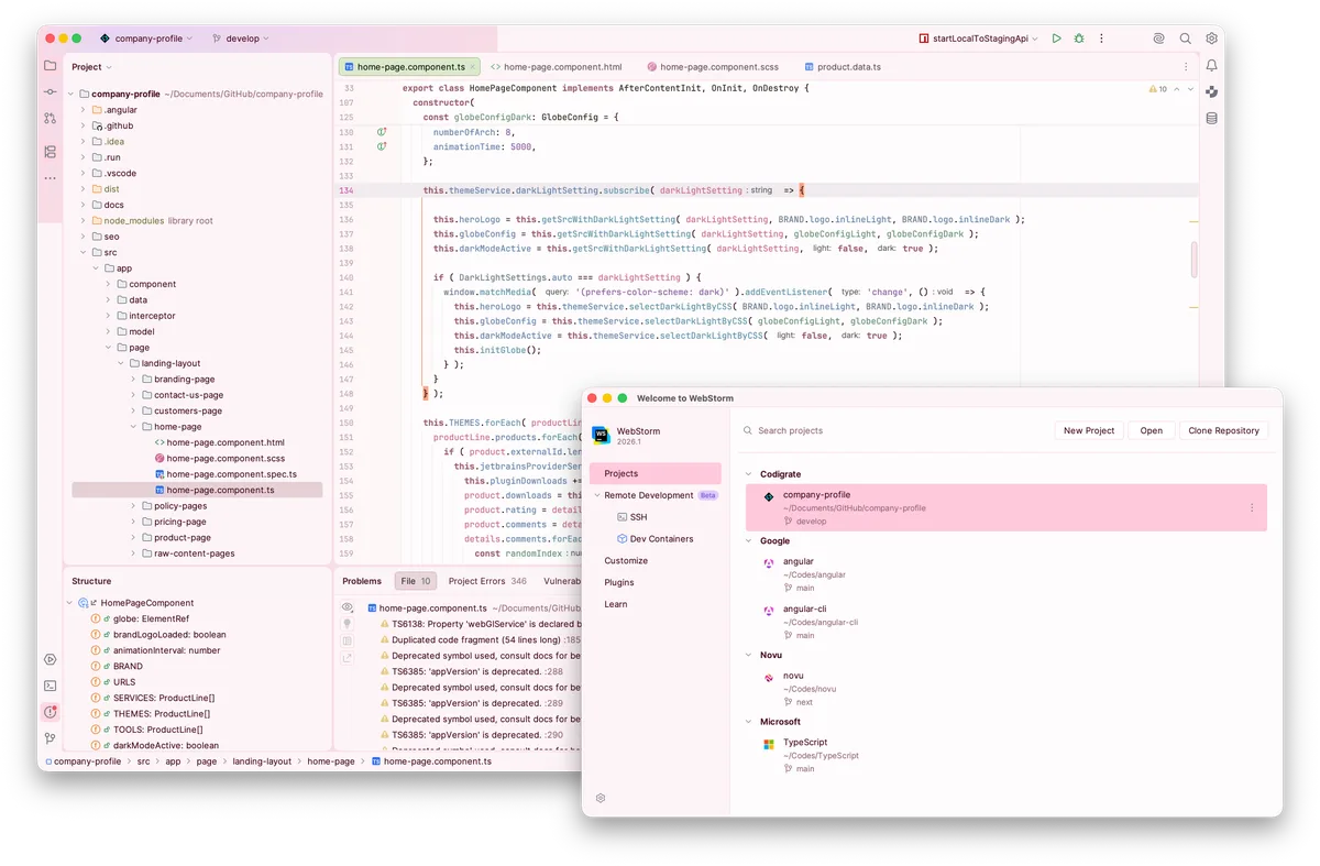 Sakura theme for JetBrains, a screenshot
