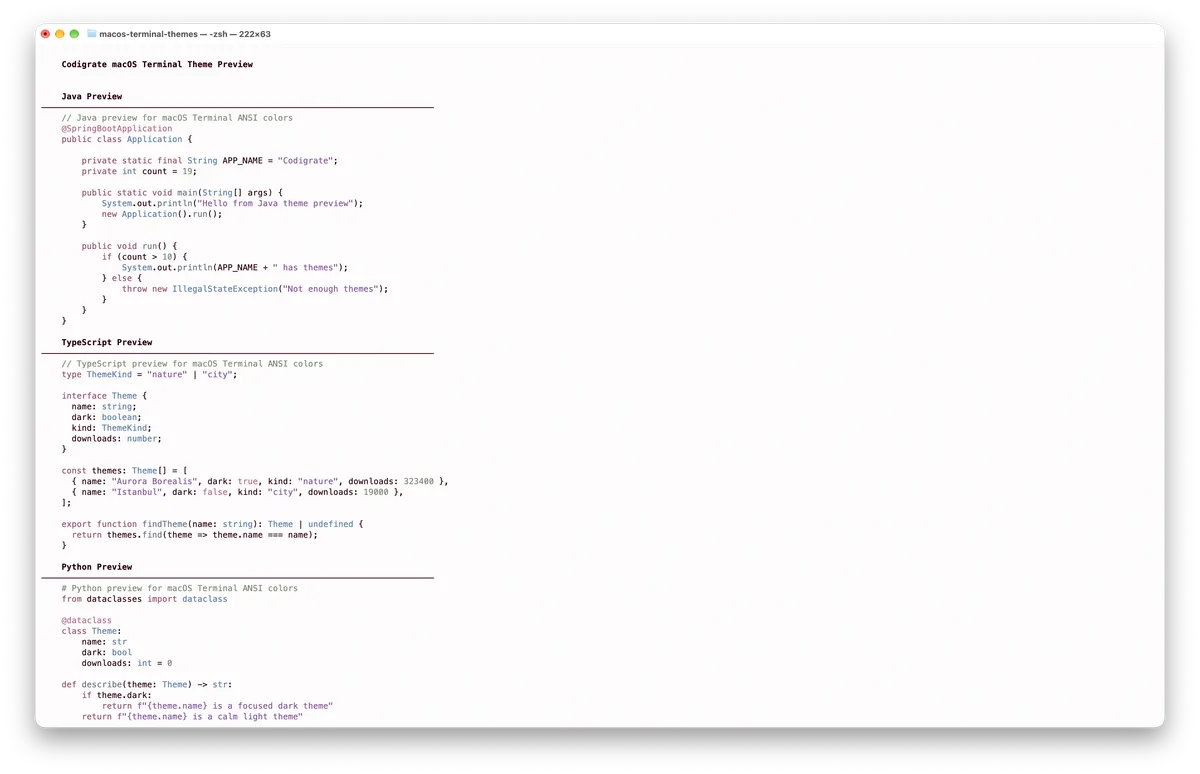 Sakura theme for MacOS Terminal, a screenshot