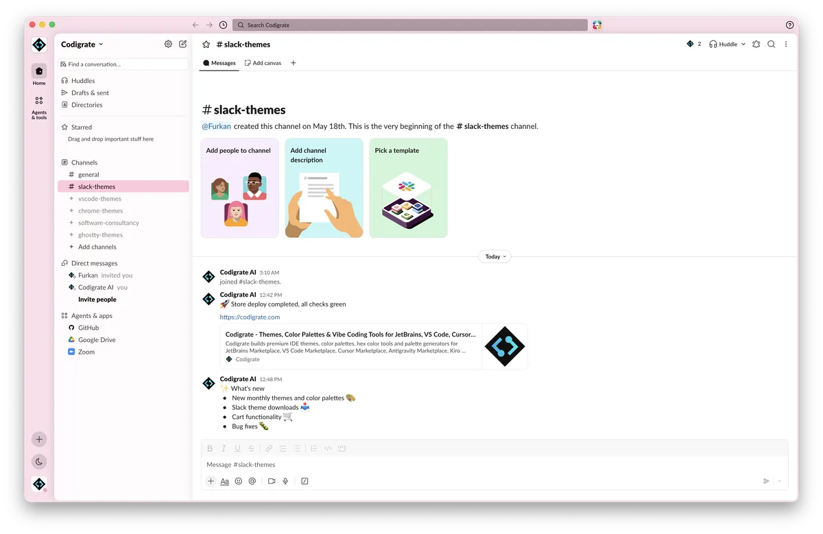 Sakura theme in Slack