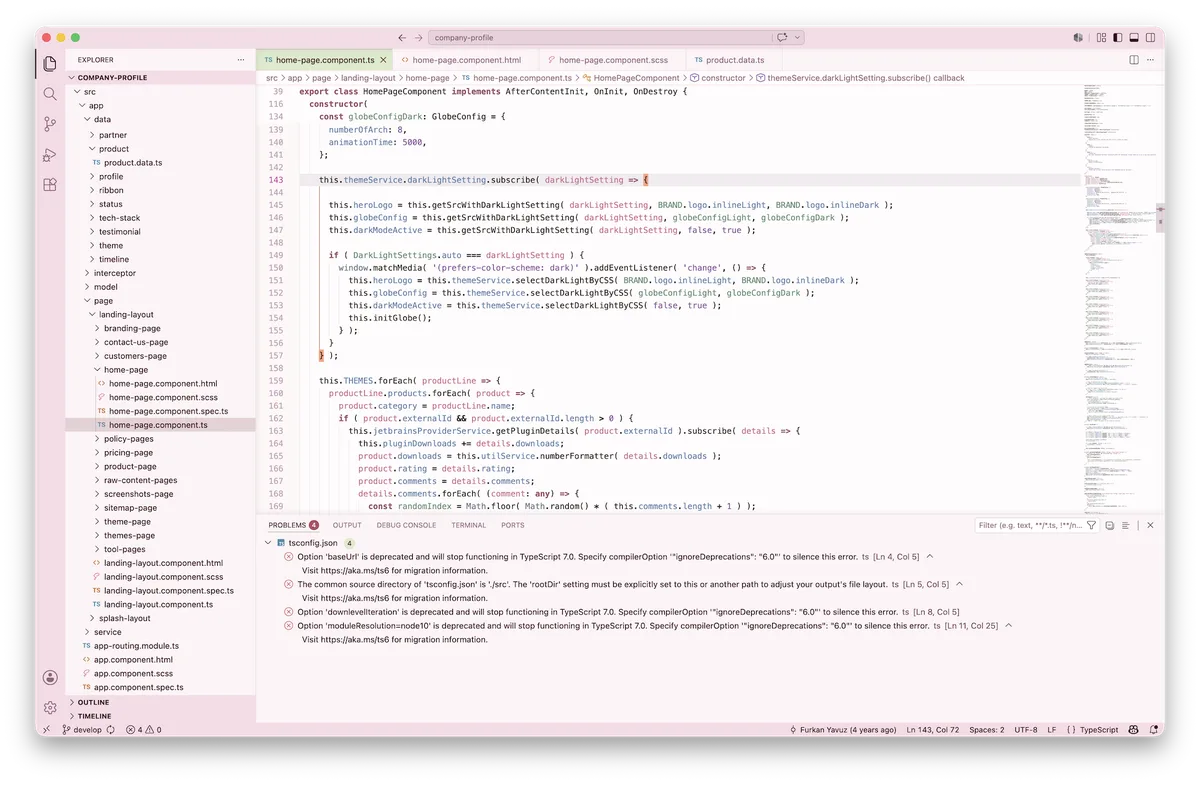 Sakura theme for VS Code, a screenshot