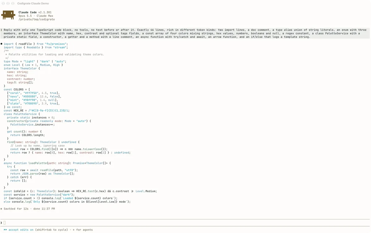 Salda theme for Claude Code, a screenshot