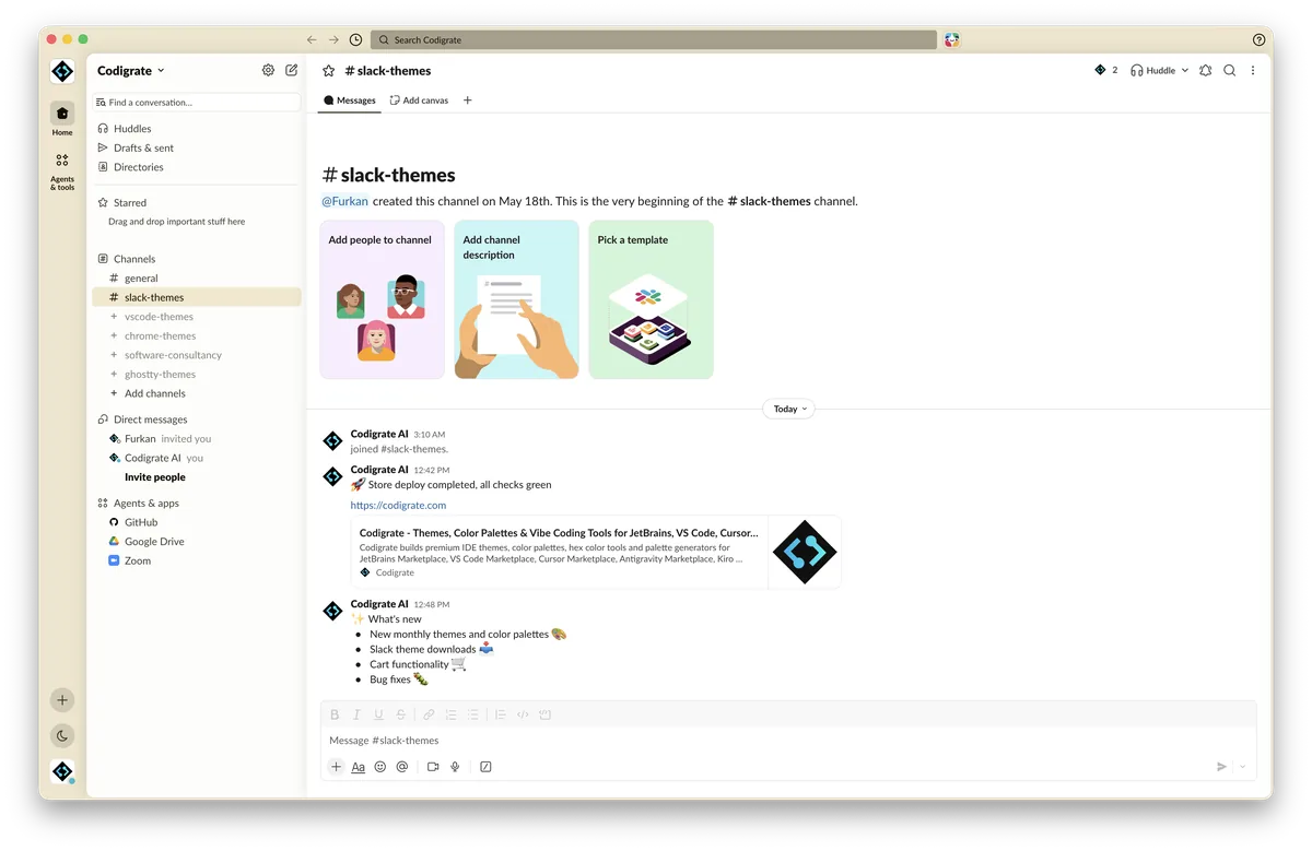 Salda theme in Slack