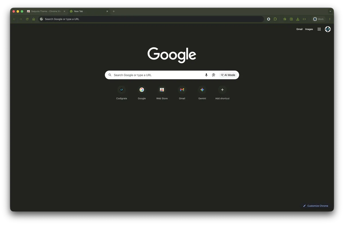 Sequoia theme for Chrome, a screenshot