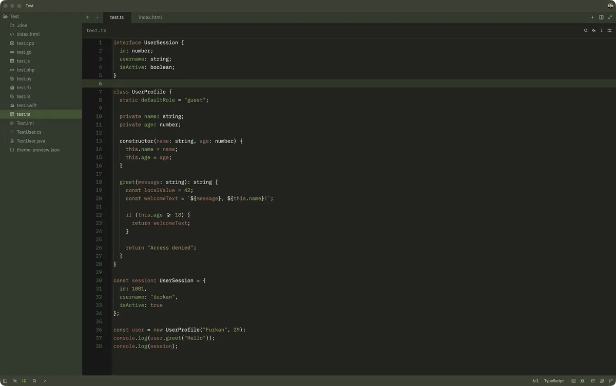Sequoia theme for Zed, a screenshot
