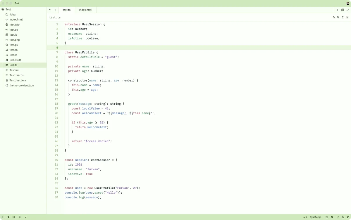 Spring theme for Zed, a screenshot